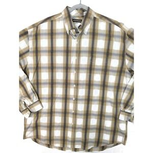 Stetson Shirt Mens 2XL Beige Plaid Long Sleeve Button Front Casual Classic